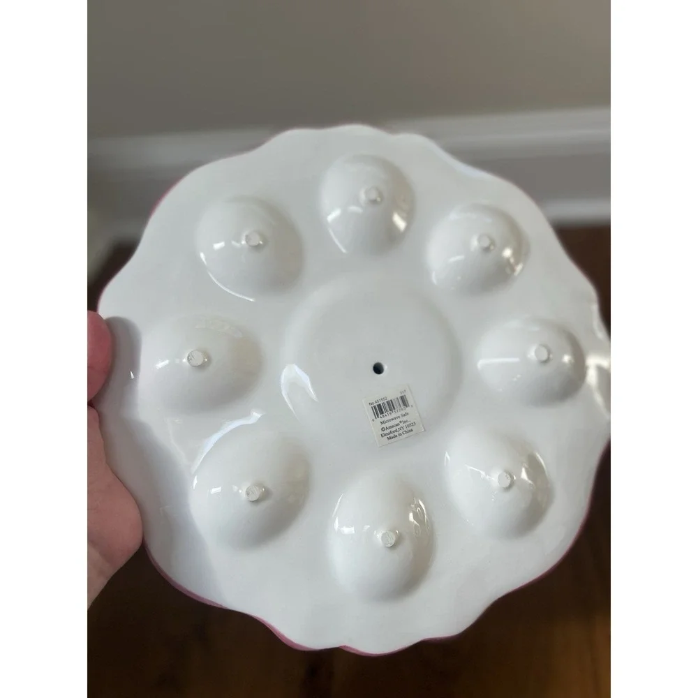 Easter Bunny Deviled Egg Plate Pastel Spring Platter 8 Eggs  11.5